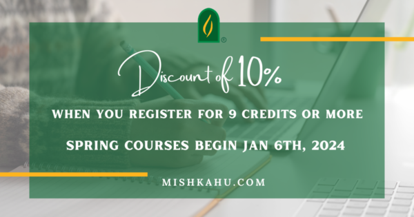 Students get a 10% discount for registering for 9 credits or more